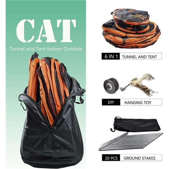 6-in-1 Outdoor Cat Tent with Cat Tunnel, Cat Playpen Play Tents - Picture 6 of 6